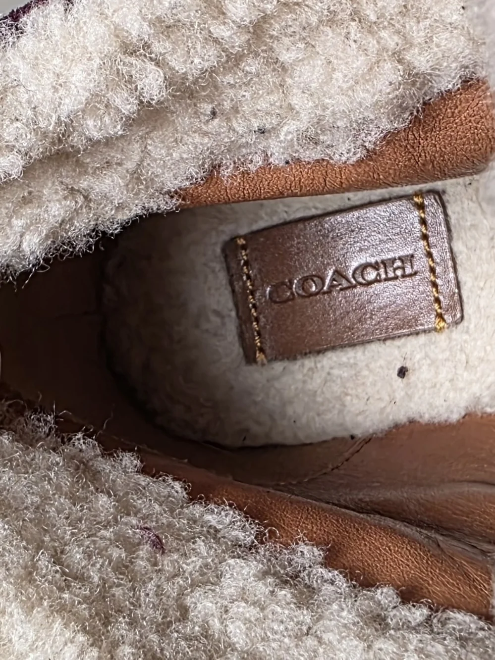 Coach Plum Suede Women's Winter Ankle Boots with Shearling Trim Size 9B